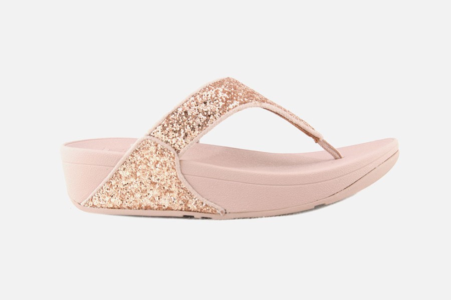 Women Fitflop | Fitflop - Lulu Toe Post Glitter Rose Sandals On Labotte