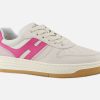 Women Hogan | Hogan - Hogan H630 Blanc Et Rose Sneakers On Labotte