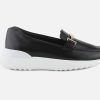 Women Tod's | Tod'S - Mocassin 2T Sporty Noir Loafers On Labotte