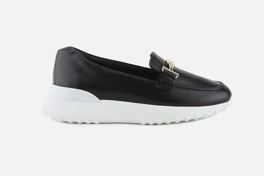 Women Tod's | Tod'S - Mocassin 2T Sporty Noir Loafers On Labotte