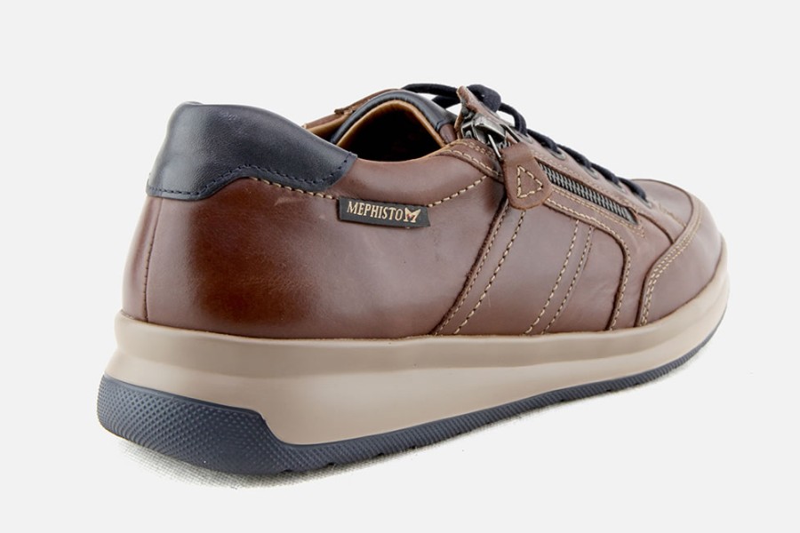 Men Mephisto | Mephisto - Lisandro Zip Chestnut Sneakers On Labotte