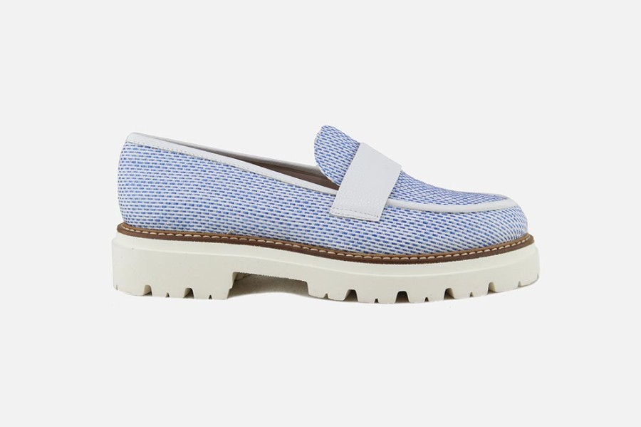 Women Rosana | Rosana - Stuttgart Ciel Et Blanc Loafers On Labotte