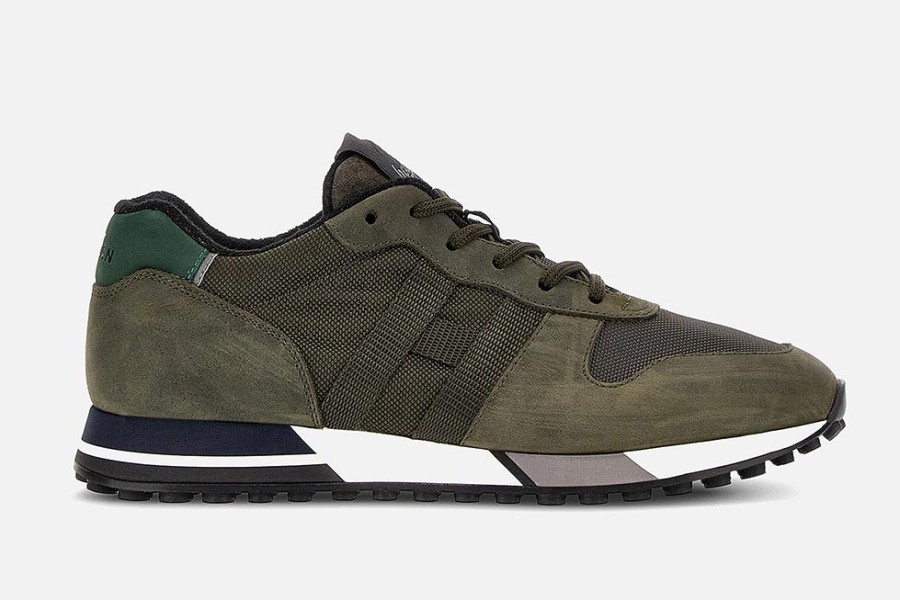 Men Hogan | Hogan - Hogan H383 Kaki Green Sneakers On Labotte