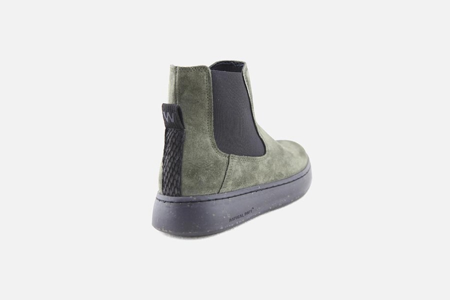 Women Woden | Woden - Hannah Suede Moss Green Ankle Boots On Labotte