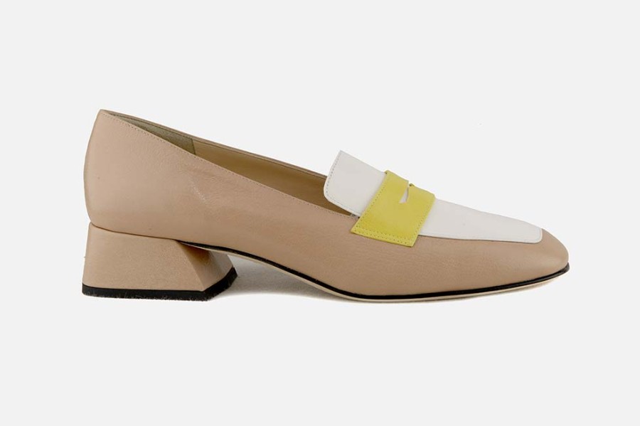 Women Brunate | Brunate - Back Blanc Loafers On Labotte