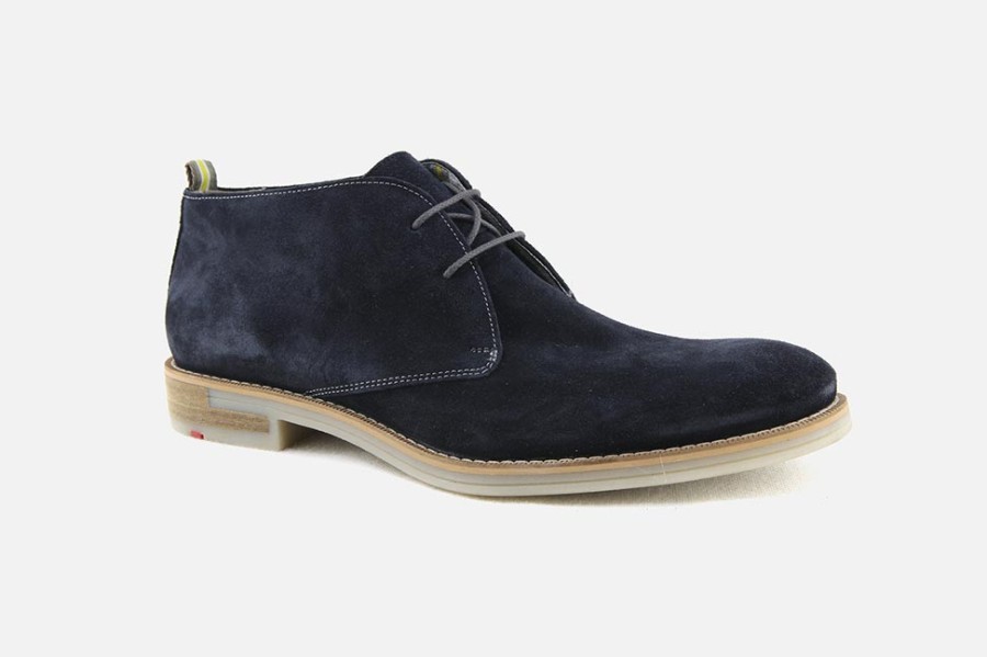 Men LLOYD | Lloyd - Dale Daim Bleu Lace-Up Boots On Labotte