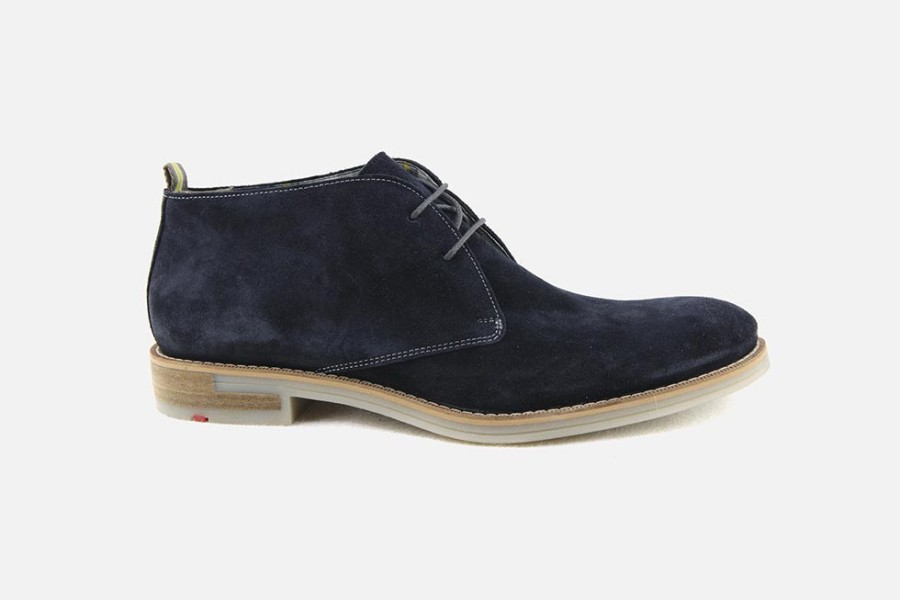 Men LLOYD | Lloyd - Dale Daim Bleu Lace-Up Boots On Labotte