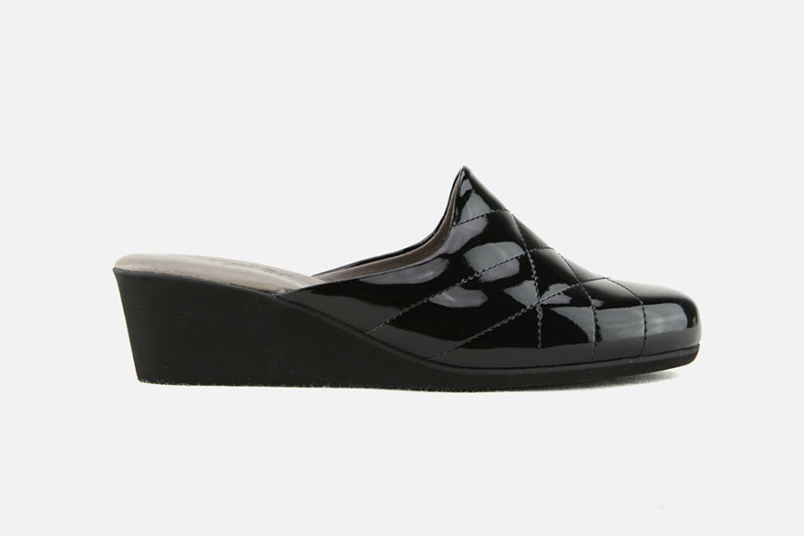 Women Heller | Heller - Sunny Vernis Noir Low Slippers On Labotte