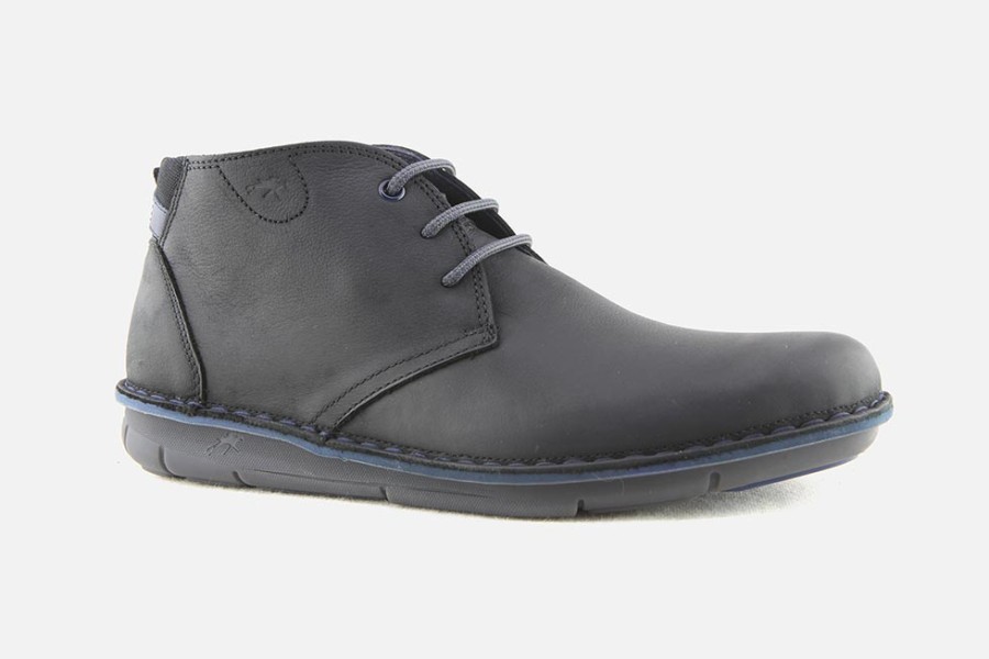 Men Fluchos | Fluchos - Alfa Mid Noir Lace-Up Boots On Labotte