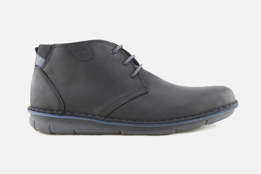 Men Fluchos | Fluchos - Alfa Mid Noir Lace-Up Boots On Labotte