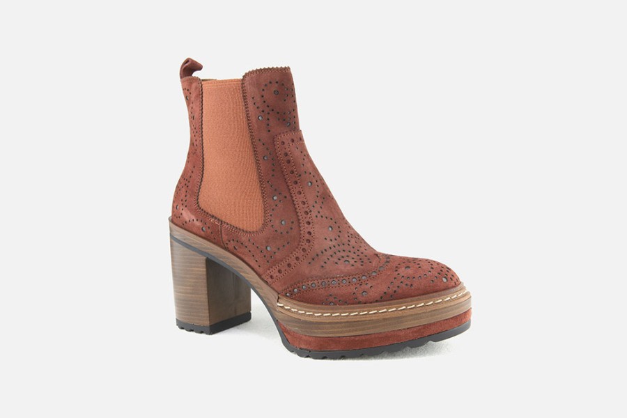 Women Pons Quintana | Pons Quintana - Turner Terracotta Ankle Boots On Labotte