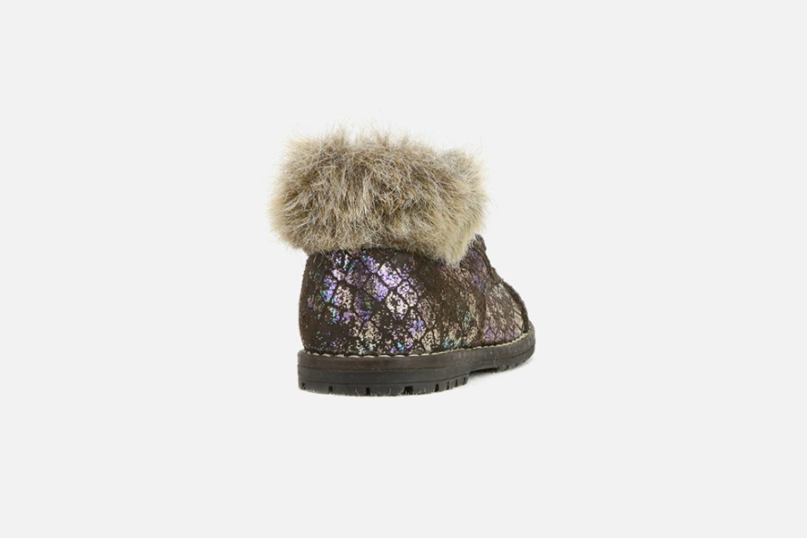 Girls Little Mary | Little Mary - Chinchilla Cola Multi Lace-Up Boots On Labotte