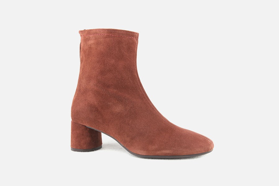 Women Pedro Miralles | Pedro Miralles - Fedora Velour Rust Ankle Boots On Labotte