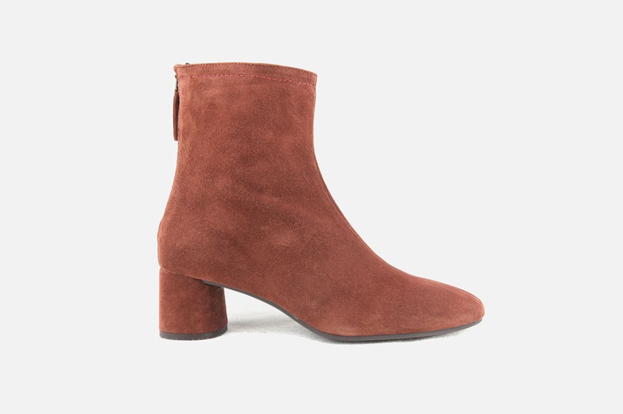 Women Pedro Miralles | Pedro Miralles - Fedora Velour Rust Ankle Boots On Labotte