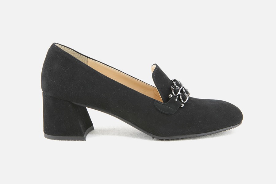 Women Brunate | Brunate - Bergerac Daim Noir Loafers On Labotte