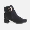 Women Hirica | Hirica - Feuillage Daim Noir Ankle Boots On Labotte