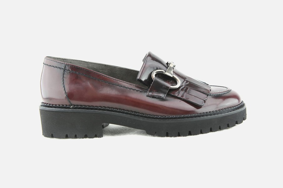 Women Paul Green | Paul Green - Paradoxe Burgundy Loafers On Labotte