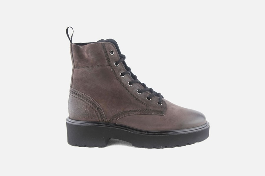 Women Paul Green | Paul Green - Perry Choco Vintage Lace-Up Boots On Labotte