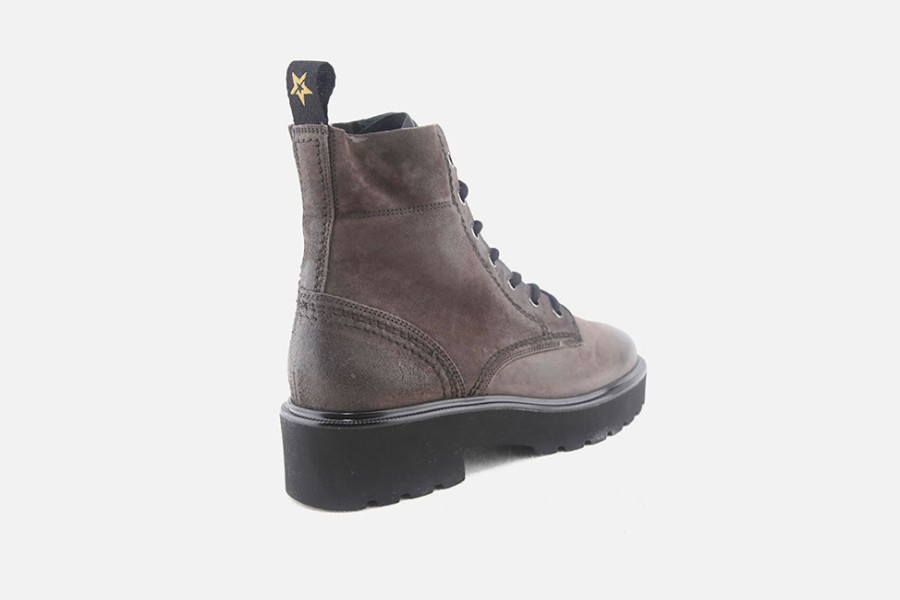 Women Paul Green | Paul Green - Perry Choco Vintage Lace-Up Boots On Labotte