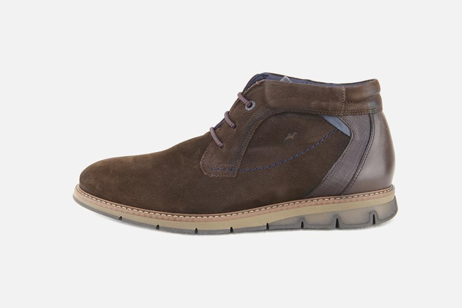 Men Fluchos | Fluchos - Albus Mid Cafe Lace-Up Boots On Labotte
