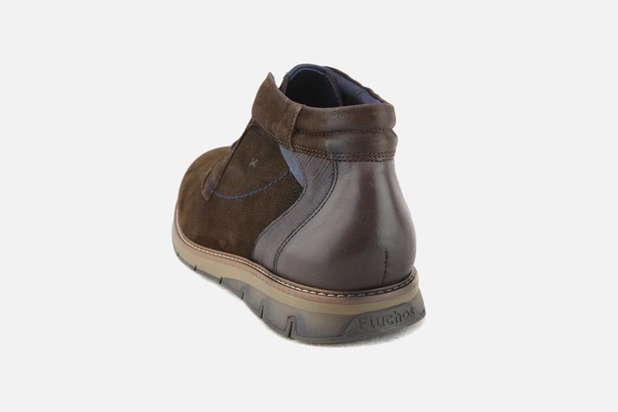 Men Fluchos | Fluchos - Albus Mid Cafe Lace-Up Boots On Labotte