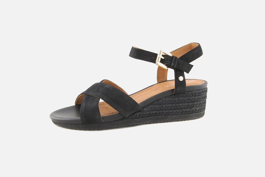 Women Geox | Geox - Ischia Sandale All Black Sandals On Labotte
