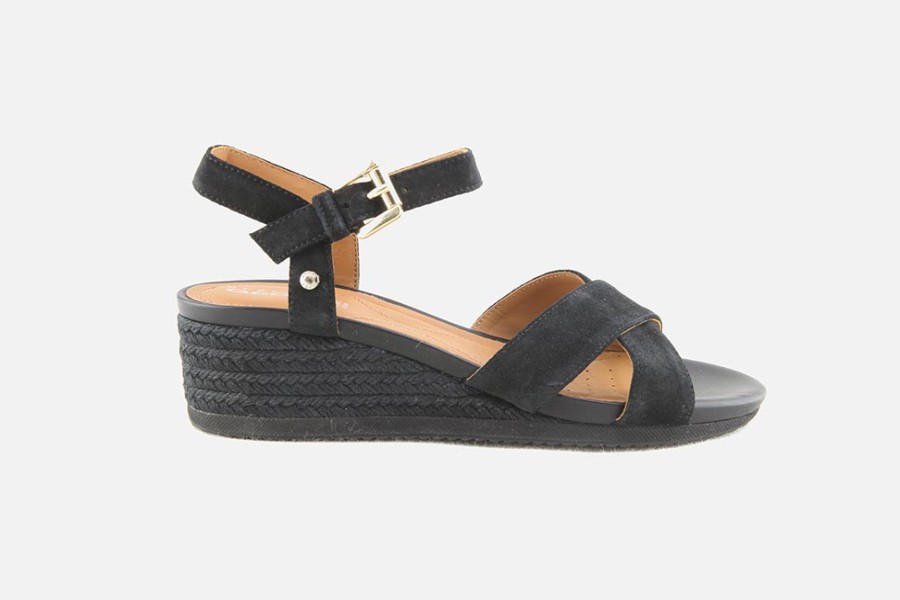Women Geox | Geox - Ischia Sandale All Black Sandals On Labotte
