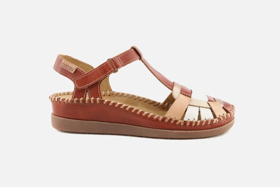 Women Pikolinos | Pikolinos - Cadaques T Strap Brick Sandals On Labotte