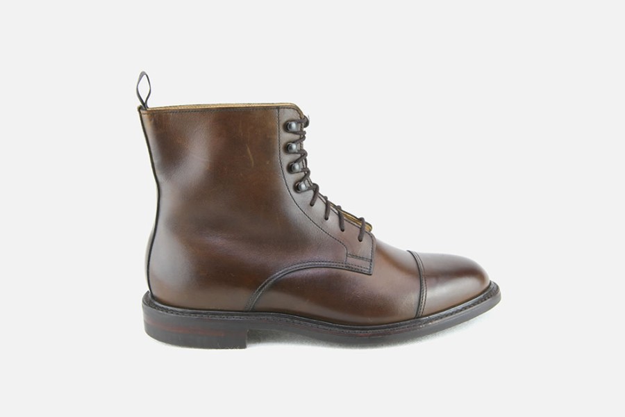 Women Crockett & Jones | Crockett & Jones - Jane Dark Brown Burnished Lace-Up Boots On Labotte