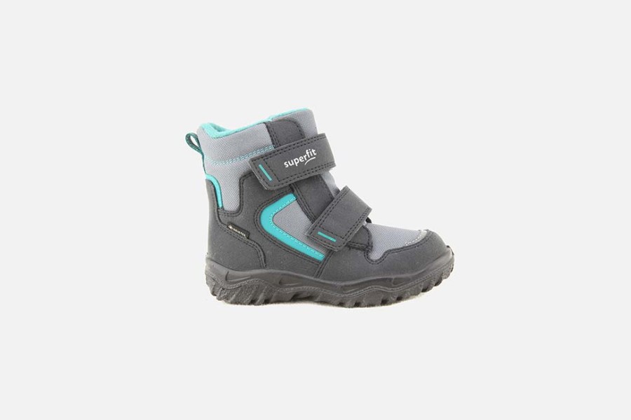 Girls Superfit | Superfit - Zinal Noir Et Gris Gtx Velcro Shoes On Labotte