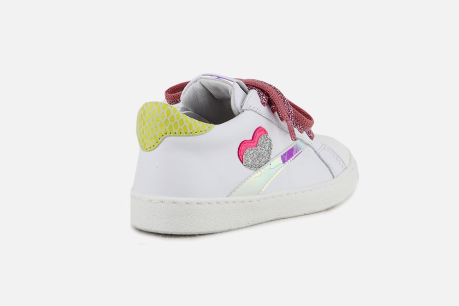 Girls Romagnoli | Romagnoli - Angele Sweet Heart Blanc Lace-Up Shoes On Labotte
