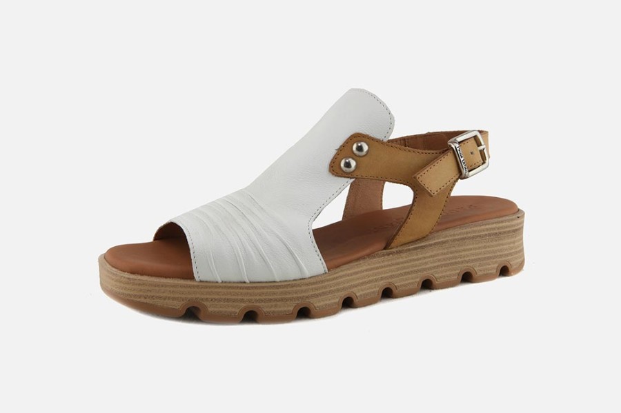 Women Paula Urban | Paula Urban - Nigelle Blanc Camel Sandals On Labotte