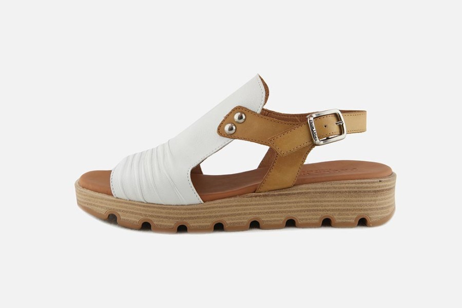 Women Paula Urban | Paula Urban - Nigelle Blanc Camel Sandals On Labotte