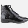 Women Mephisto | Mephisto - Stacie Vernis Noir Lace-Up Boots On Labotte