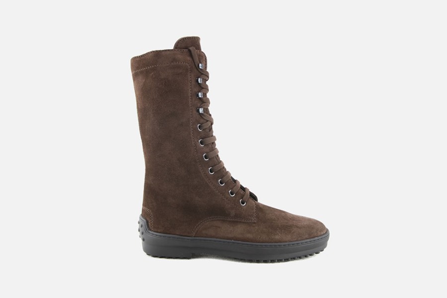 Women Tod's | Tod'S - Gommino Cassetta Hi Lace Brown Lace-Up Boots On Labotte