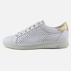 Women Geox | Geox - Jaysen Punched White Gold Sneakers On Labotte