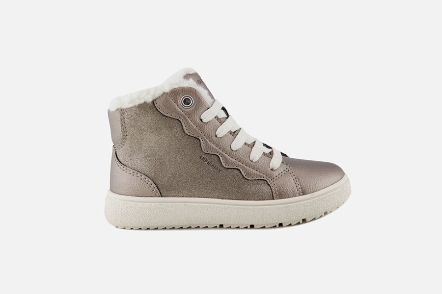 Girls Geox | Geox - Theleven Abx Smoke Grey Lace-Up Boots On Labotte