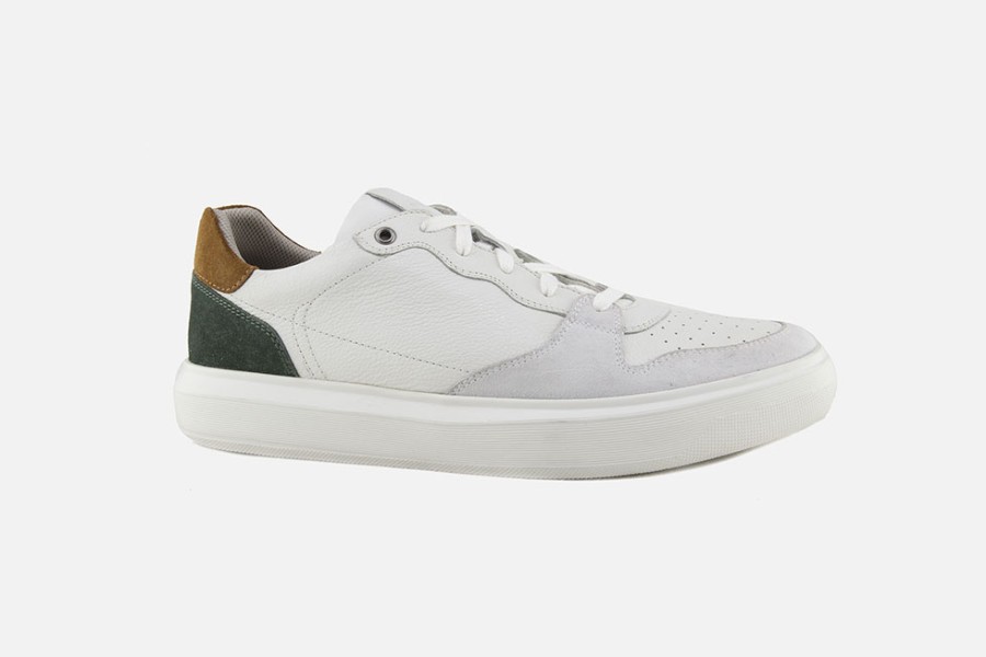 Men Geox | Geox - Deiven White Forest Sneakers On Labotte