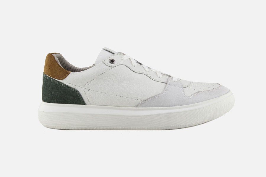 Men Geox | Geox - Deiven White Forest Sneakers On Labotte