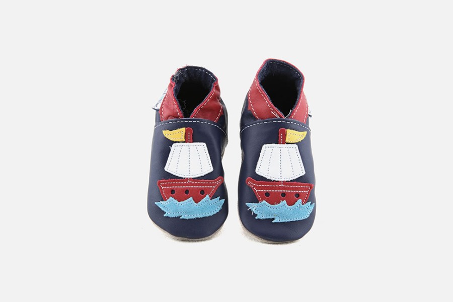 Boys Inch Blue | Inch Blue - Navigue Bleu Rouge Layette Shoes On Labotte