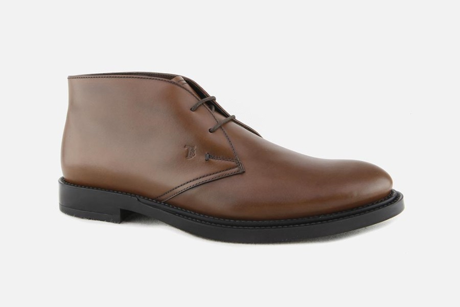Men Tod's | Tod'S - Gianni Lisse Marron Lace-Up Boots On Labotte