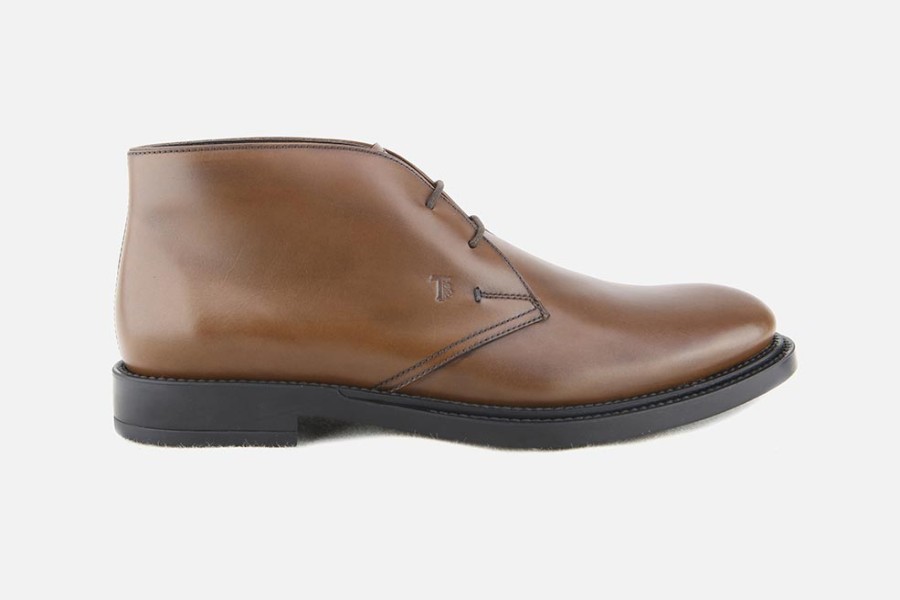 Men Tod's | Tod'S - Gianni Lisse Marron Lace-Up Boots On Labotte