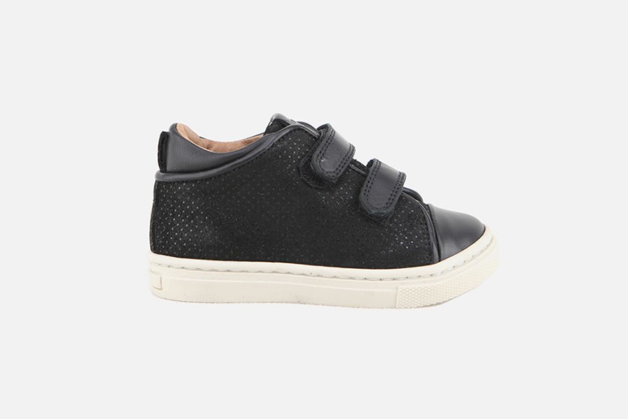 Girls Romagnoli | Romagnoli - Ludi Glitter Black Velcro Shoes On Labotte