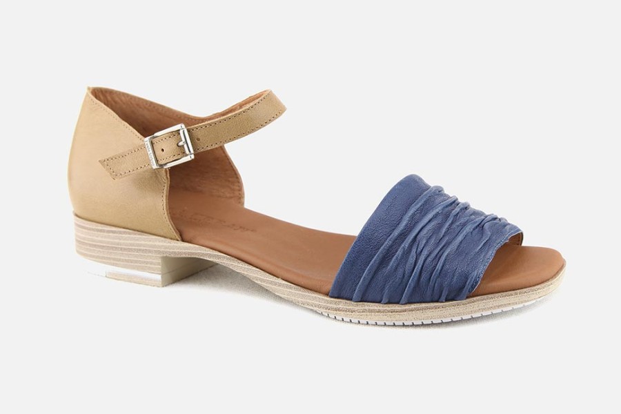 Women Paula Urban | Paula Urban - Rambouillet Bleu Camel Sandals On Labotte