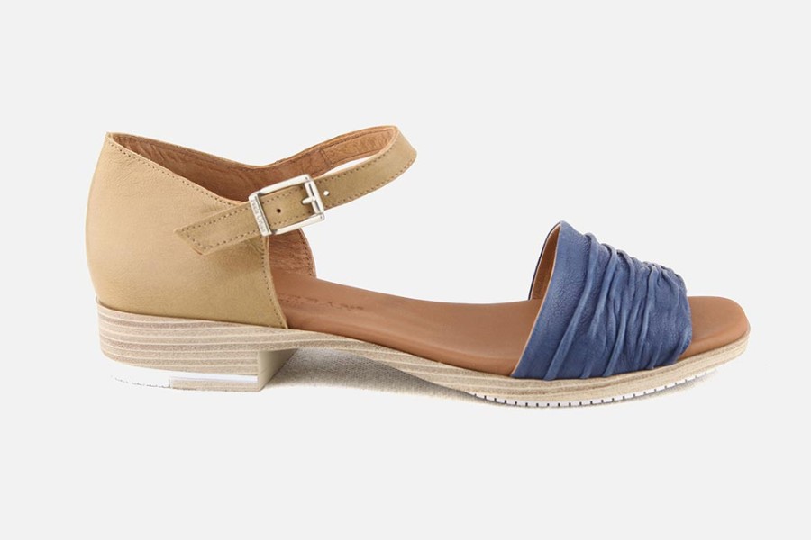 Women Paula Urban | Paula Urban - Rambouillet Bleu Camel Sandals On Labotte