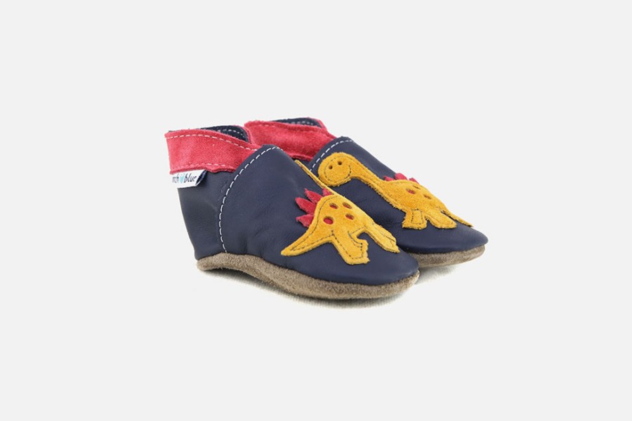 Boys Inch Blue | Inch Blue - Dino Navy Orange Layette Shoes On Labotte