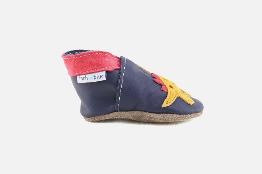 Boys Inch Blue | Inch Blue - Dino Navy Orange Layette Shoes On Labotte