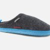 Women Giesswein | Giesswein - Woolpops Grey Turquoise Low Slippers On Labotte