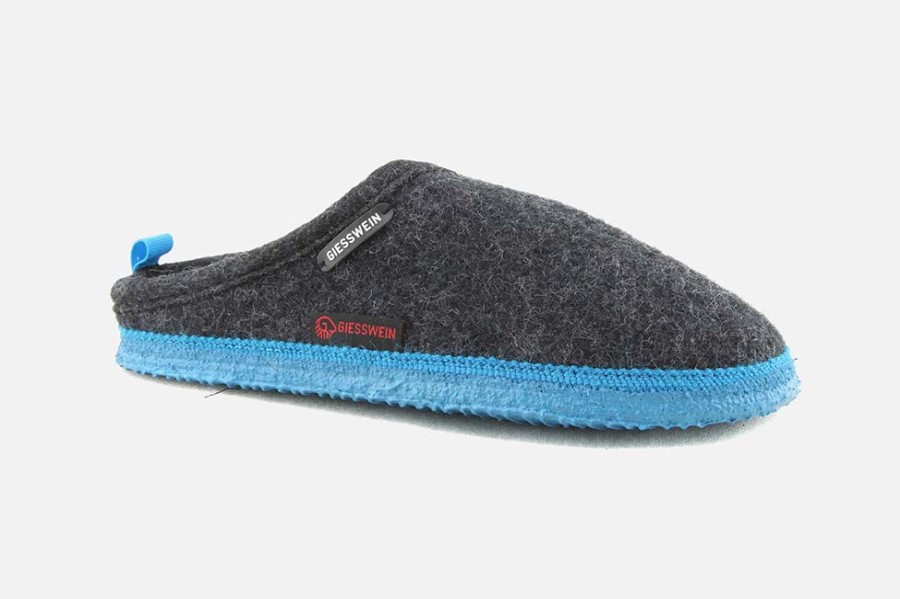 Women Giesswein | Giesswein - Woolpops Grey Turquoise Low Slippers On Labotte