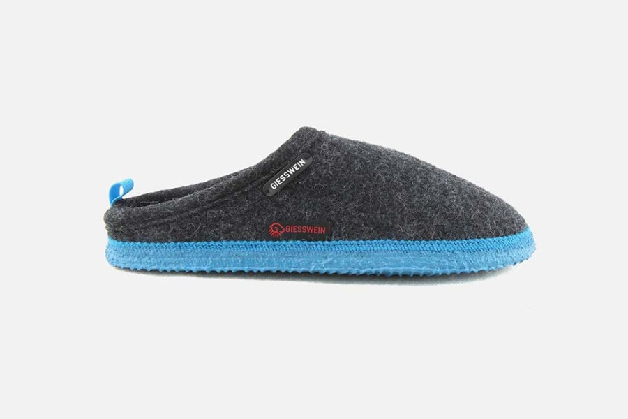 Women Giesswein | Giesswein - Woolpops Grey Turquoise Low Slippers On Labotte